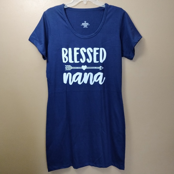 Tops - "Blessed Nana" Long Tunic Top - Navy